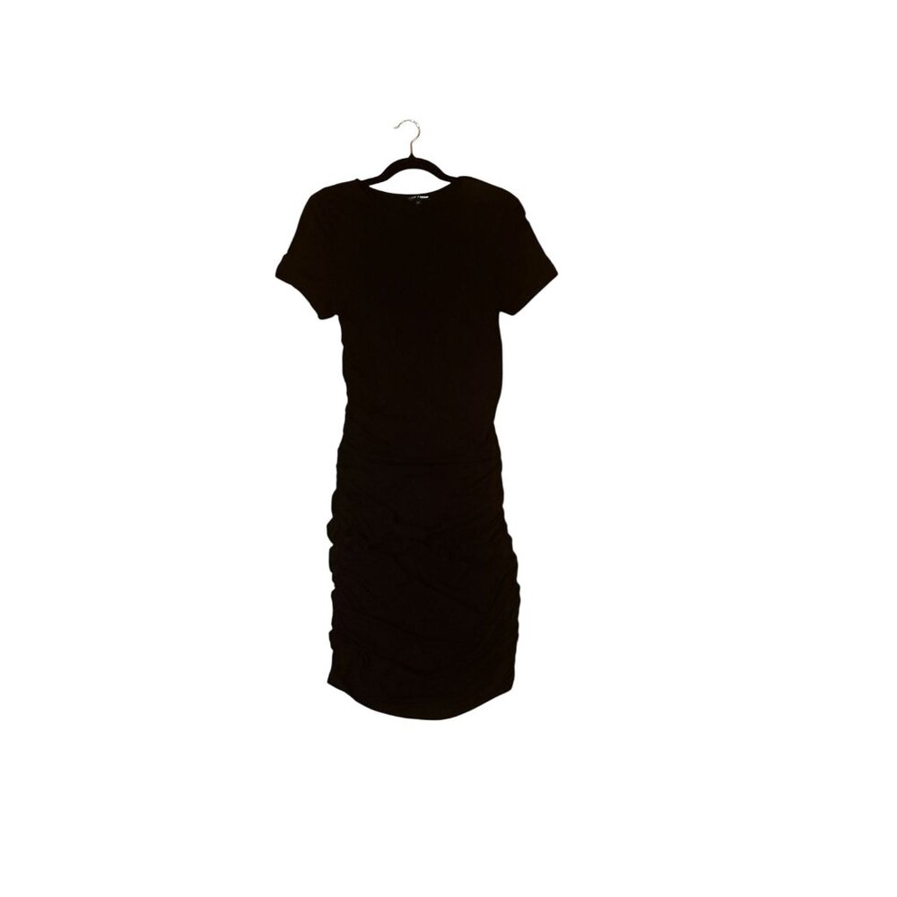 Fashion Nova Black Ruched Short Sleeve Bodycon Dress Size S